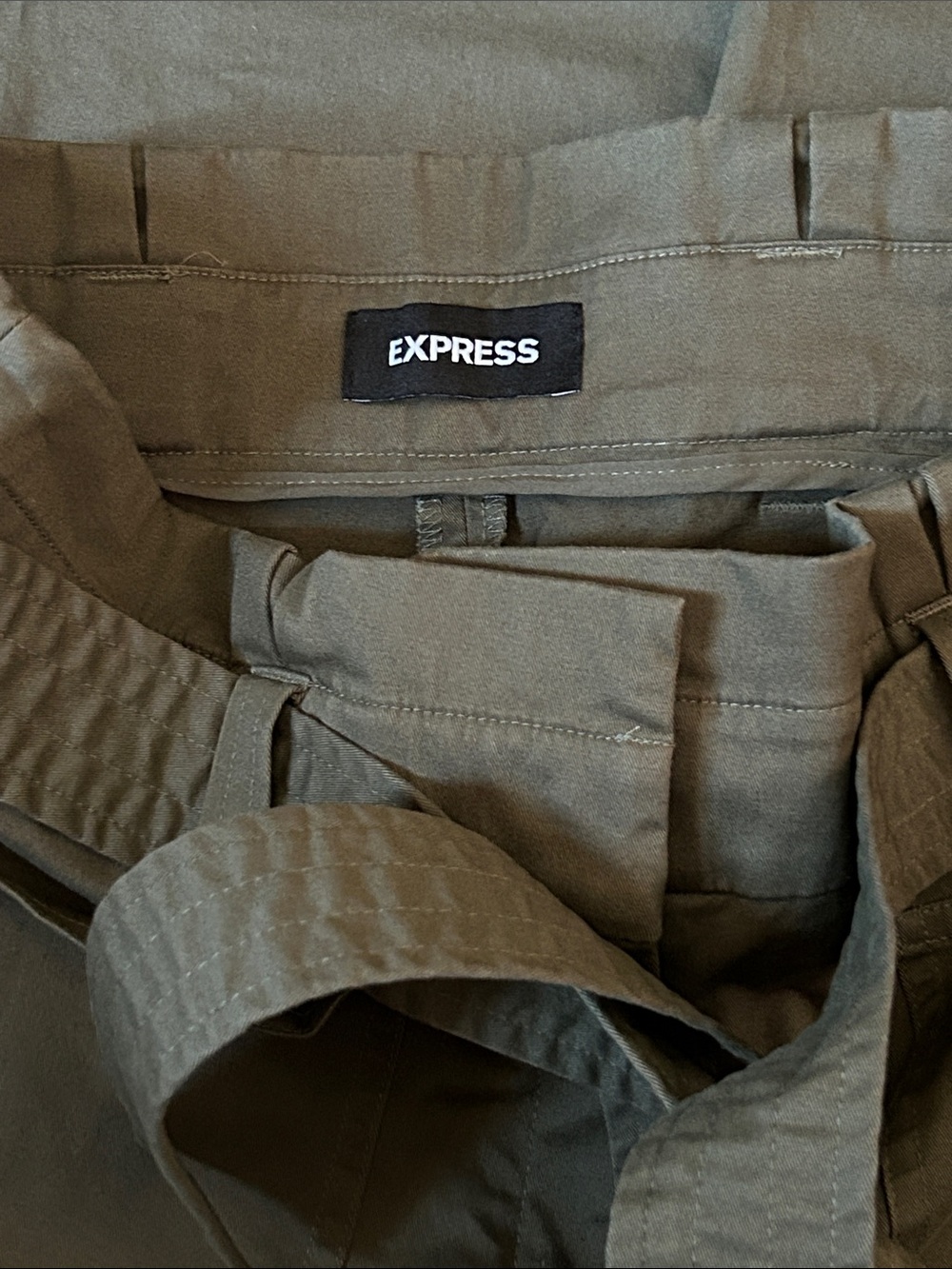 Express Black High-Rise Paperbag Chinos with Belt - Picture 2 of 6